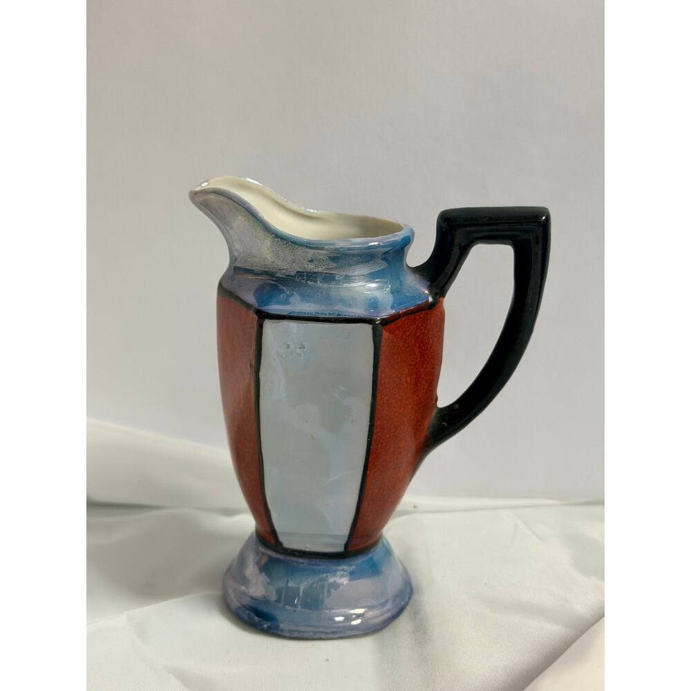 Vintage Japanese Lusterware Creamer Pitcher Art Deco Multicolor Ceramic